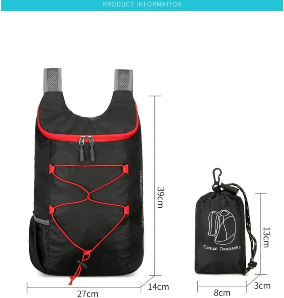Large-capacity folding bag, outdoor spill-proof hiking backpack for mountaineering (orange)