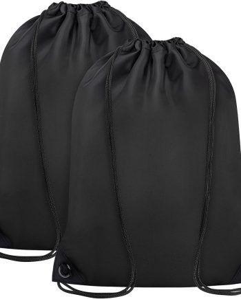 2PCS Drawstring Bags Bulk, String Backpack for Men Women, Cinch Bag Draw String Back Bag for Gym, Sports, Tl, Swimming, Beach, Black