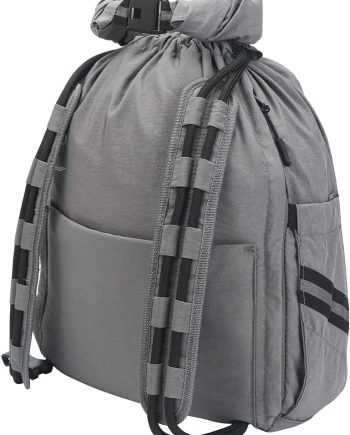 Water-Resistant Drawstring Bag - Expandable 30L with Anti-Theft Zipper Pockets - Ideal Small Cinch Backpack for Men, Women, and Kids - Perfect Gym, Beach, School, and Travel Bag (Gray)