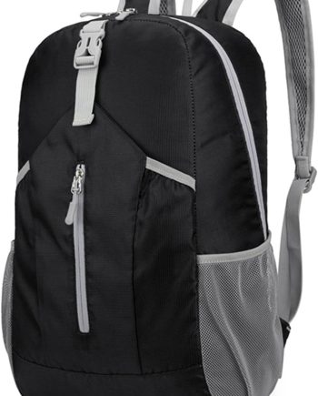 Hiking Daypack Portable Foldable Backpack, Large Capacity Shoulders Bag for Travel, Camping, Mountaineering (Black)