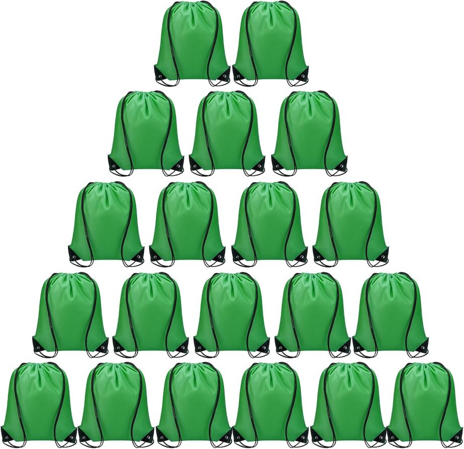 Drawstring Backpacks Bulk 20 Pieces String Bags Customized Bags for Party Gym Sport Trip - Green