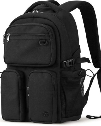 Travel Laptop Backpack, Lightweight Durable School Bookbag Men Woman 15.6" Computer Bag, Water Resistant Outdoor Hiking Backpacks With Multifunction Pockets, 17 Inch, Black