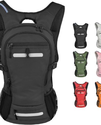18L Water-Resistant Hydration Backpack Fits for 2L/3L Water Bladder – Hidden Helmet Compartment & Detachable Rain Cover – Insulated Hiking Daypack for Cycling, Camping, Running (Men/Women)