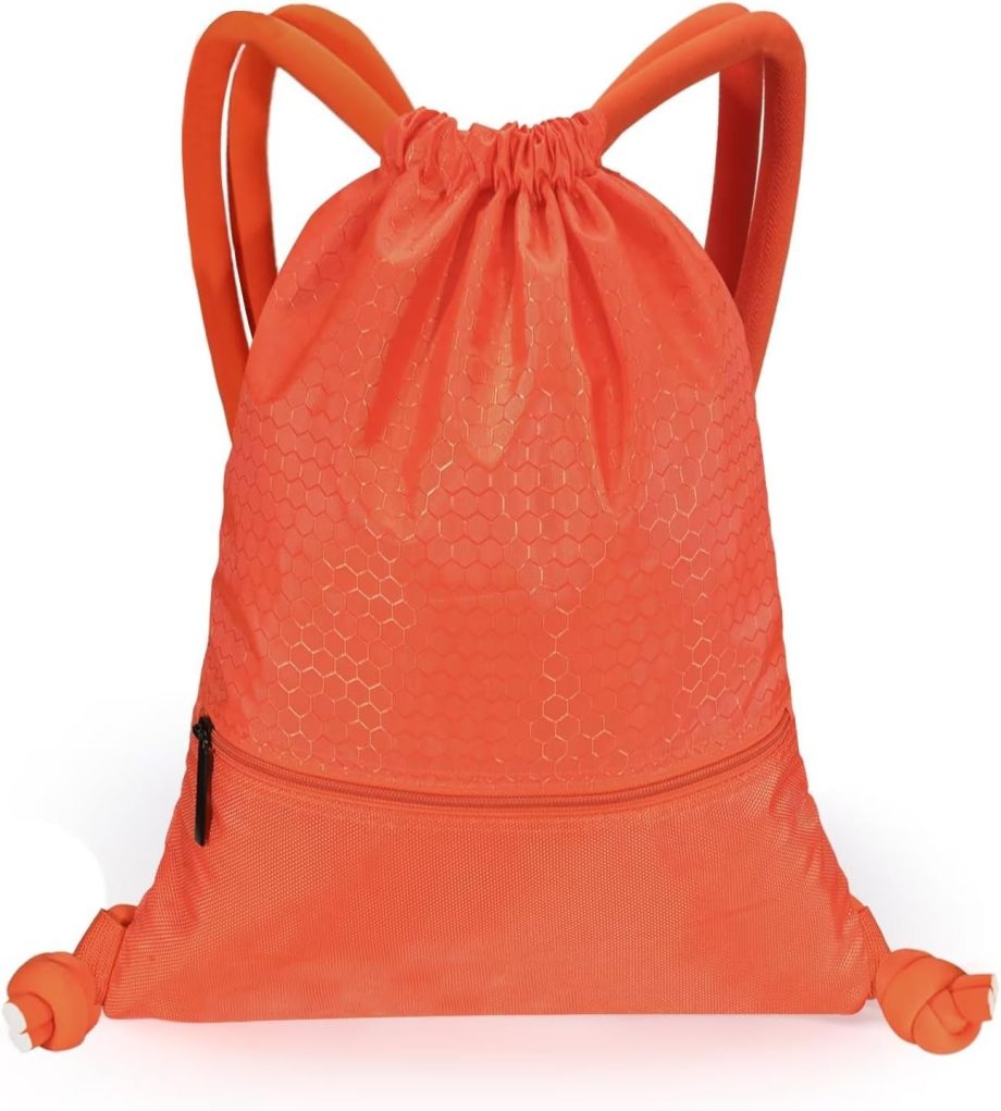 Drawstring Backpack Bag for Sports Lightweight Foldable Gym Bag with Sturdy Draw Cord Shoulder Strap Hiking Travel Camping