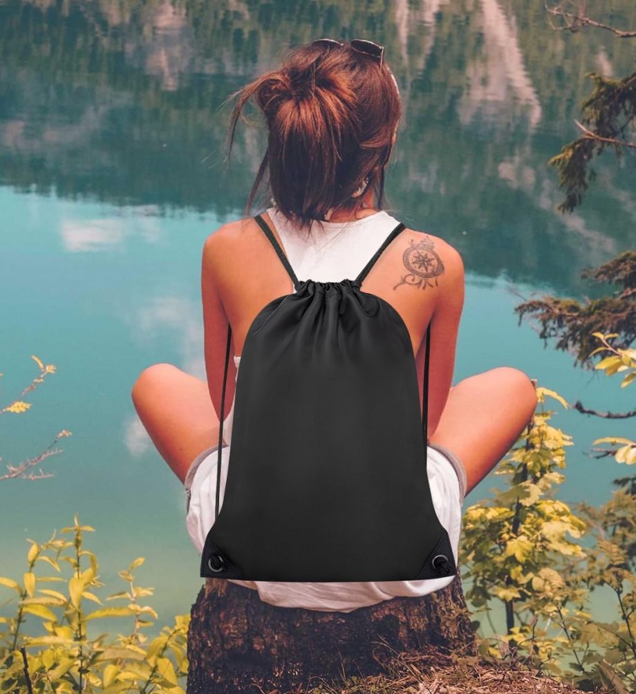 2PCS Drawstring Bags Bulk, String Backpack for Men Women, Cinch Bag Draw String Back Bag for Gym, Sports, Tl, Swimming, Beach, Black