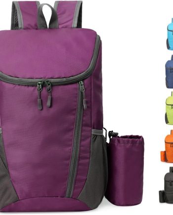 Portable Foldable Backpack Folding Mountaineering Bag, Ultralight Outdoor Cycling Rucksack, Travel Hiking Knapsack (Purple)