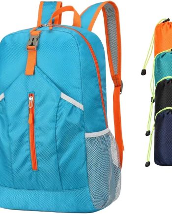 25L Hiking-Backpack Foldable-Sports Daypack-Camping Collapsible Day Bag Water Resistant Lightweight Travel Men Women (Blue)