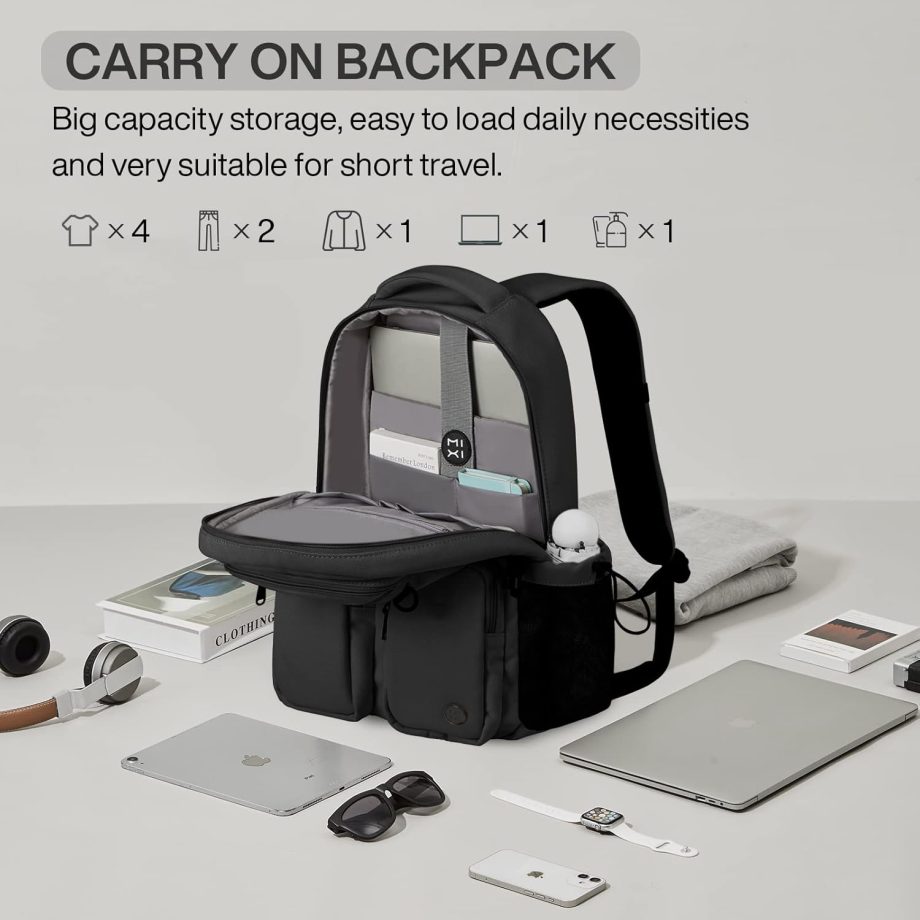 Travel Laptop Backpack, Lightweight Durable School Bookbag Men Woman 15.6" Computer Bag, Water Resistant Outdoor Hiking Backpacks With Multifunction Pockets, 17 Inch, Black
