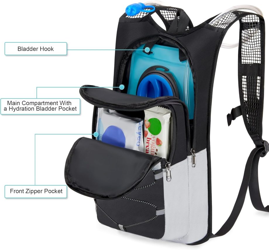 Hydration Backpack - Lightweight Water Backpack with 2L Water Bladder Bag, Running Hydration Vest Backpack for Men Women, Hydration Pack for Hiking, Cycling, Climbing