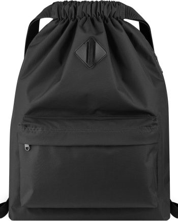 Drawstring Backpack Water Resistant String Bag Sports Gym Sack with Side Pocket for Men Women