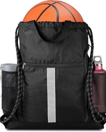 Drawstring Backpack Sports Gym Bag With Shoe Compartment and Two Water Bottle Holder …