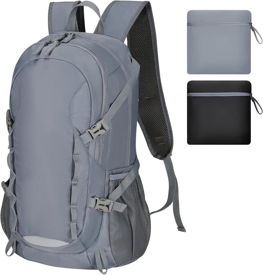 Travel Hiking Backpack 40L Ultra Lightweight Camping Packable for Men Women Water Resistant Portable Daypack（Grey）